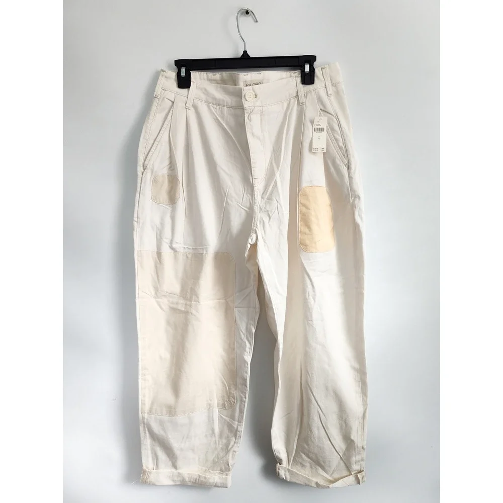 New Pilcro Barrel Pants 30 Patchwork Chino Ivory Relaxed Cotton Anthropologie